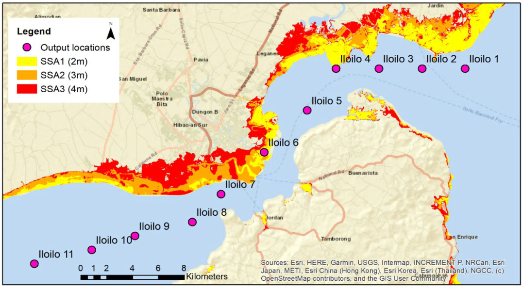 Example of existing storm surge alert areas in Iloilo City