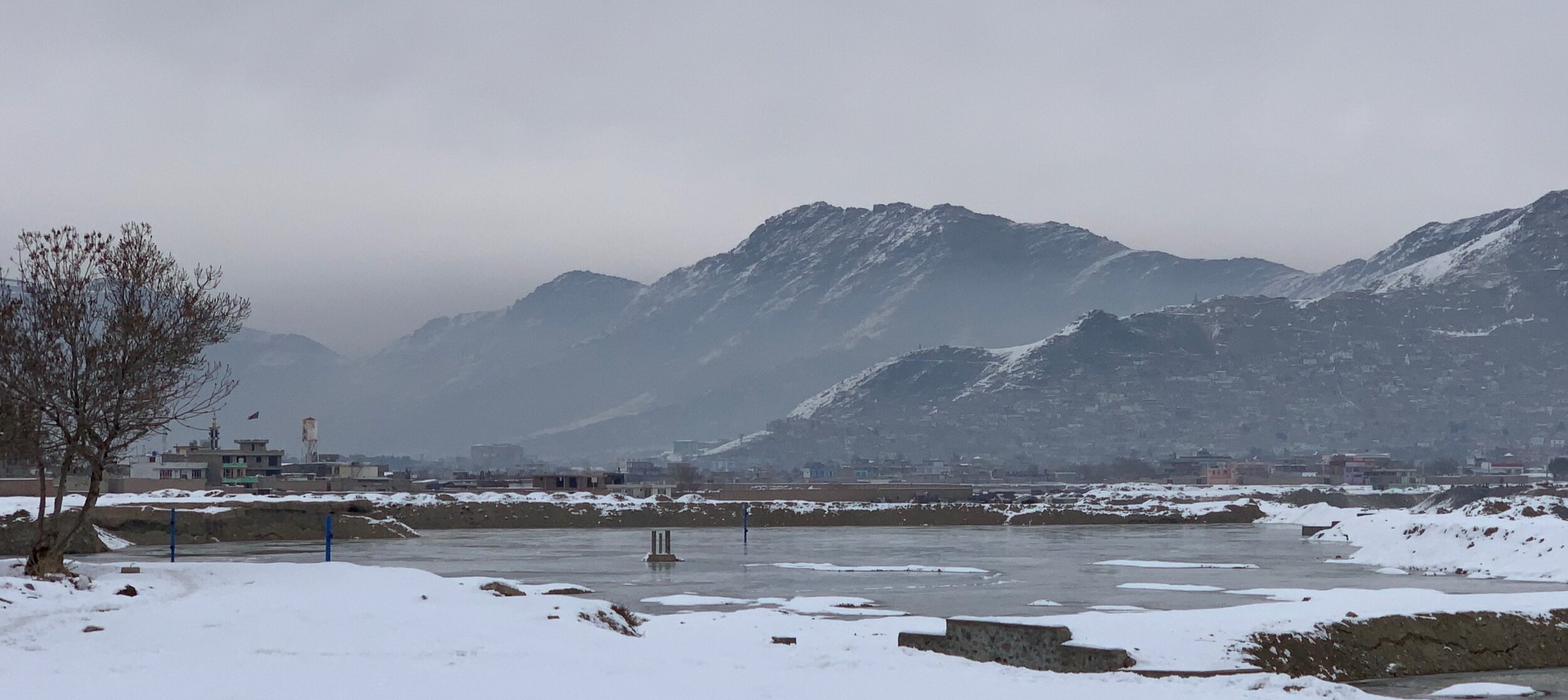 Spreading basin constructed as part of the Kabul Managed Aquifer Recharge Project (KMARP)