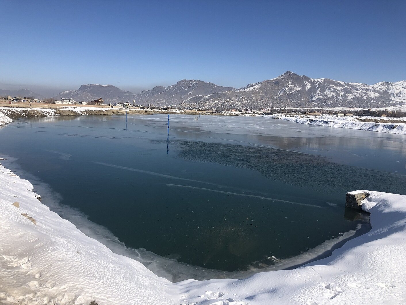 SPREADING BASIN FLOODED WITH WATER FOR RECHARGE